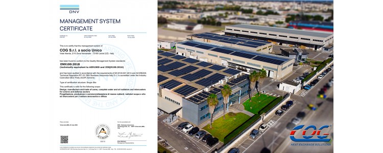 Un nuovo traguardo per COG srl – Certificazione Aerospace!